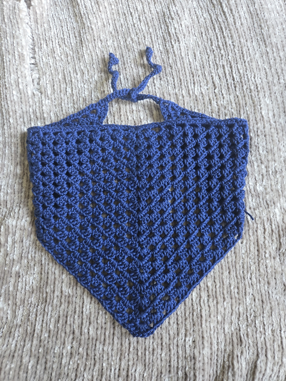Navy Blue Crochet Bandana Headscarf for Women Handmade